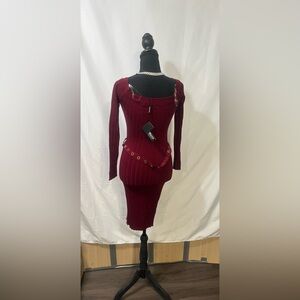 Hera Collection Burgundy Long Sleeve Dress